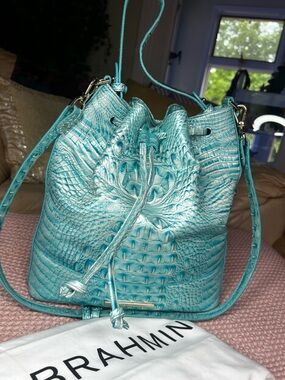 Brahmin Marlowe Dusty Blue Melbourne Genuine Leather